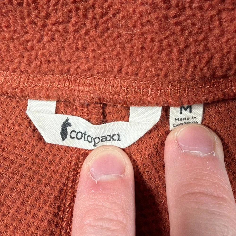 Cotopaxi Abrazo Fleece Pullover Men Medium Brown Orange Colorblock Quarter Zip